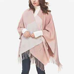 SOIA & KYO quartz pink plaid Mirel woven fringe scarfigan OS NEW